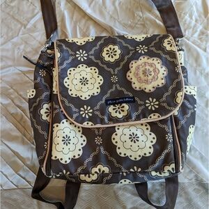 Petunia pickle bottom floral canvas diaper bag backpack combo pink and brown